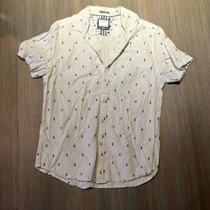 Denim & Flower White Casual Button Down Shirt